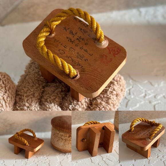 Retro Japanese Knickknack Set of 6: Kewpie, Wooden Kabuki Tag, Buddha and More - Picture 7 of 9